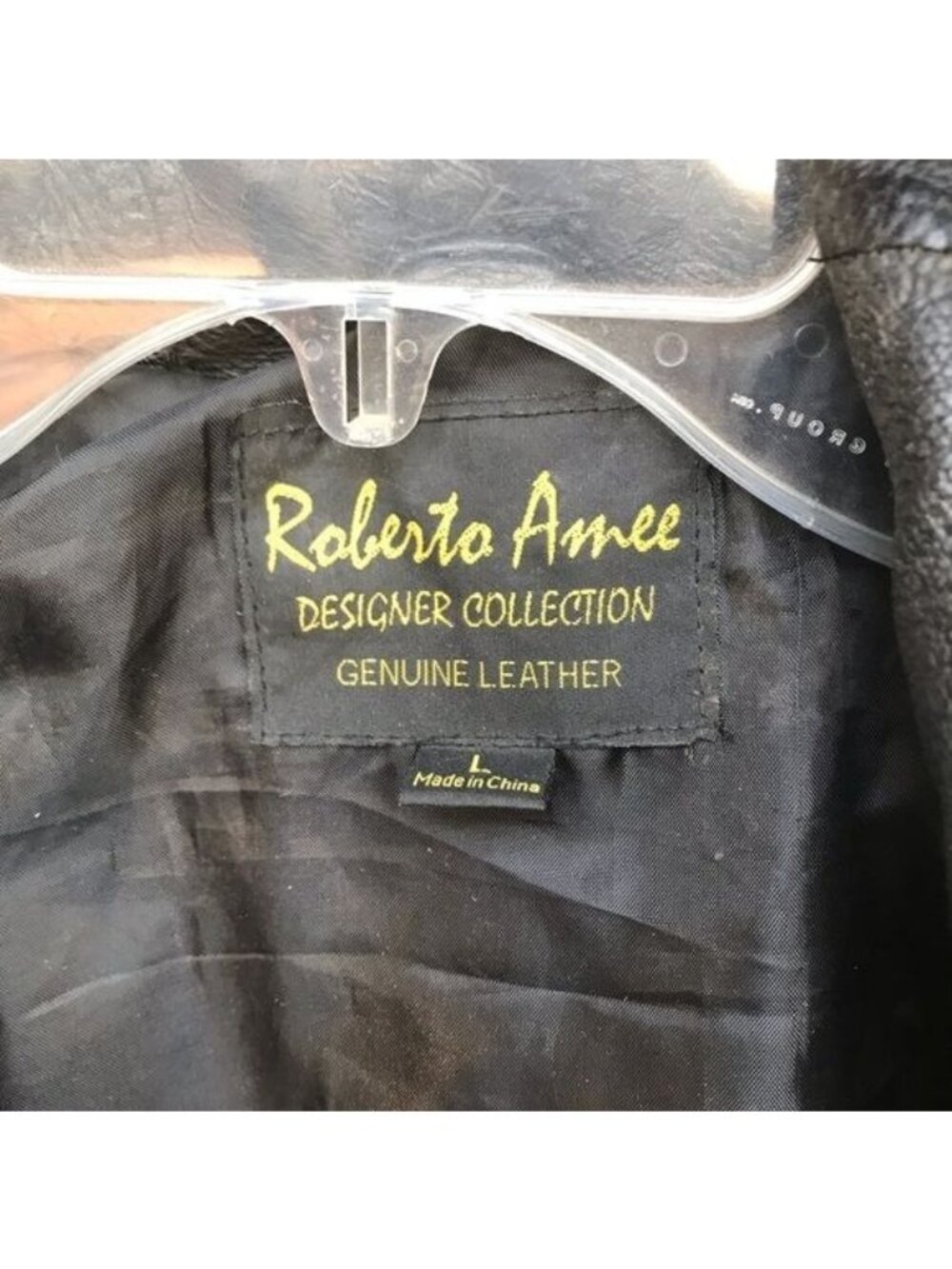 Vintage Roberto Amee Black Genuine Leather Patchwork Jacket L With Harrah,s Laug - Picture 3 of 8